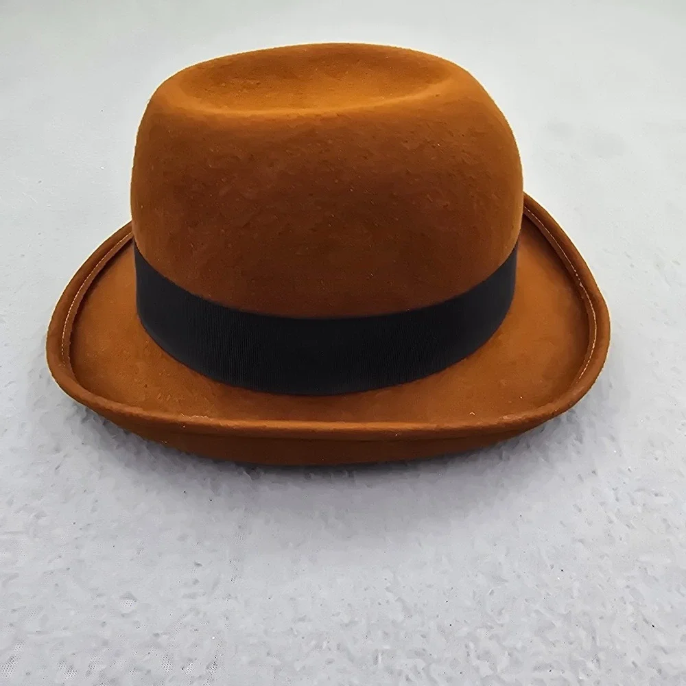 Bollman Wool Felt Fedora Hat Unisex One Size Brown Pinched Crown Beach Band Cap